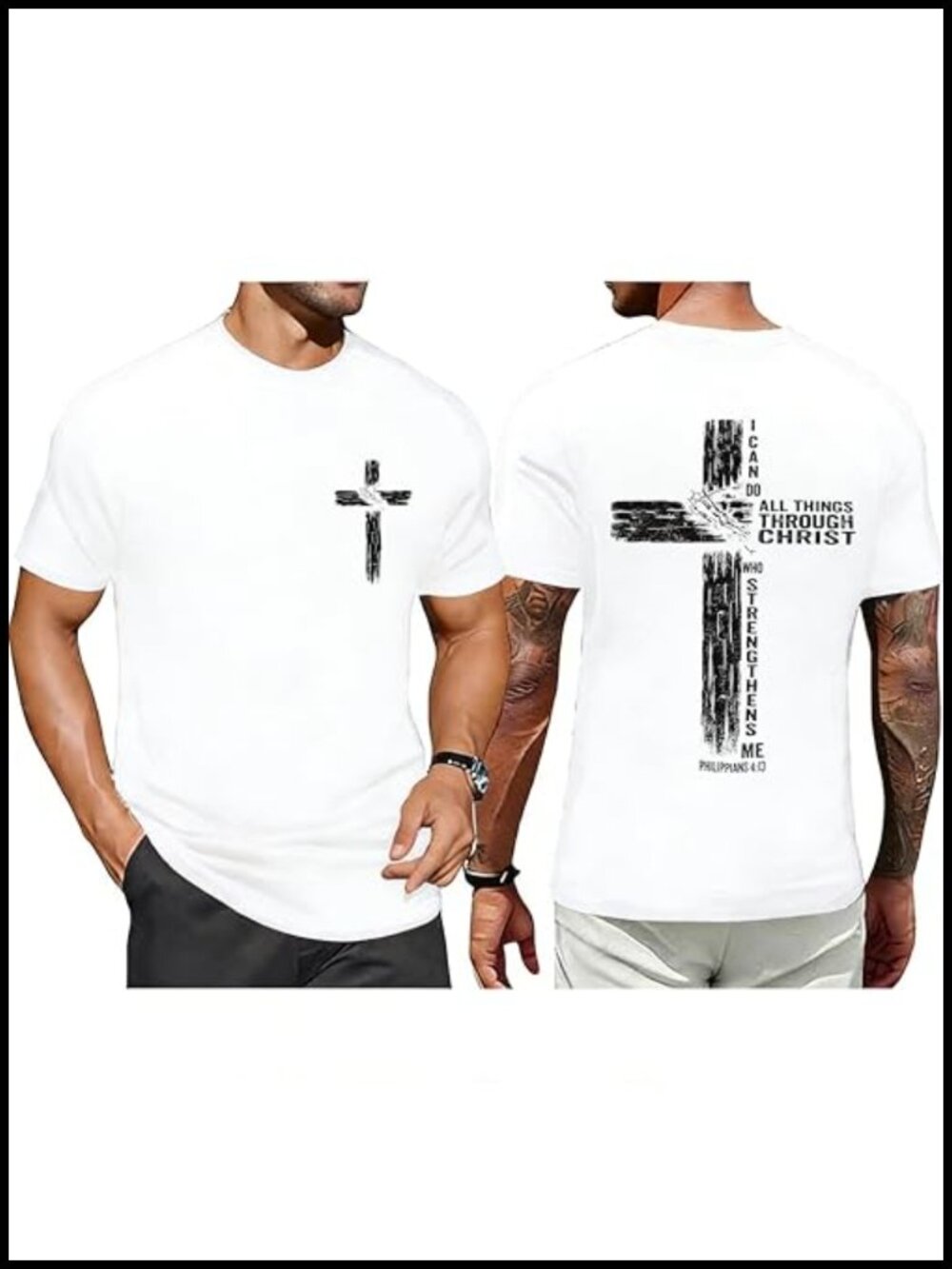 Men's Cross Jesus Graphic T-Shirt Christian Crew Neck Short Sleeve